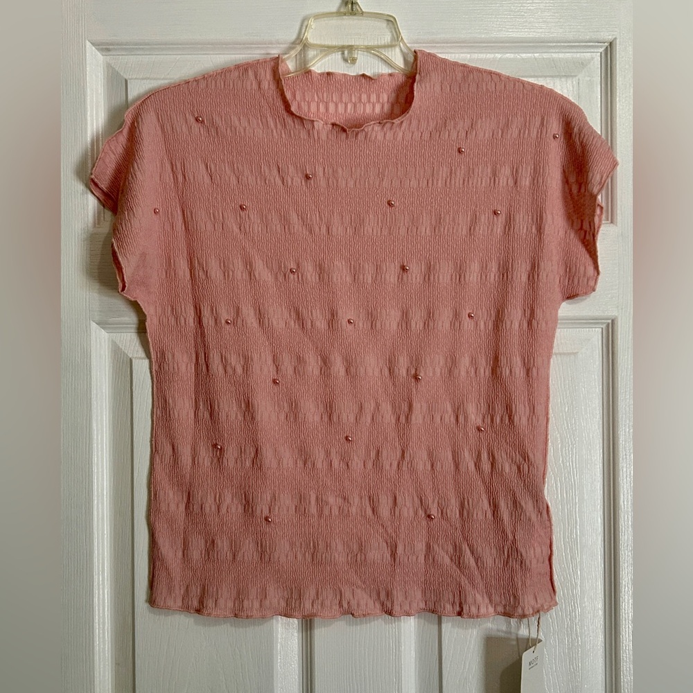 MOTF Pink Textured Short Sleeve Tee